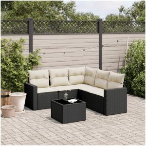 Loungegrupp med dynor 6 delar svart konstrotting vidaXL