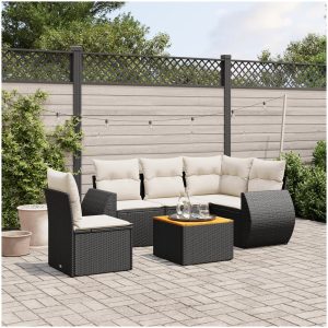 Loungegrupp med dynor 6 delar svart konstrotting vidaXL