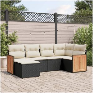 Loungegrupp med dynor 6 delar svart konstrotting vidaXL