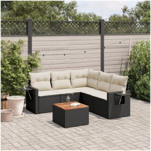 Loungegrupp med dynor 6 delar svart konstrotting vidaXL