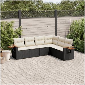 Loungegrupp med dynor 6 delar svart konstrotting vidaXL