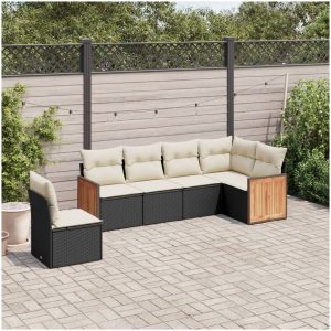 Loungegrupp med dynor 6 delar svart konstrotting vidaXL