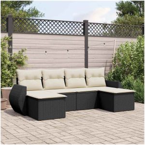Loungegrupp med dynor 6 delar svart konstrotting vidaXL