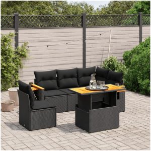 Loungegrupp med dynor 6 delar svart konstrotting vidaXL