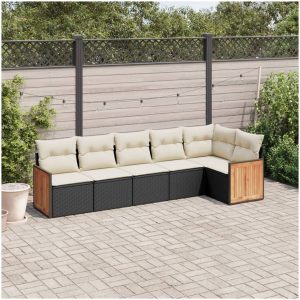 Loungegrupp med dynor 6 delar svart konstrotting vidaXL