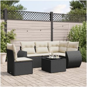 Loungegrupp med dynor 6 delar svart konstrotting vidaXL