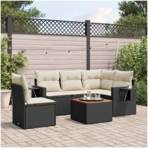 Loungegrupp med dynor 6 delar svart konstrotting vidaXL