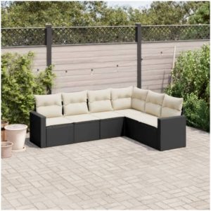 Loungegrupp med dynor 6 delar svart konstrotting vidaXL