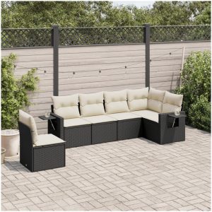 Loungegrupp med dynor 6 delar svart konstrotting vidaXL
