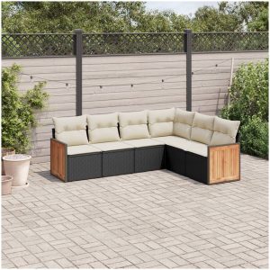 Loungegrupp med dynor 6 delar svart konstrotting vidaXL