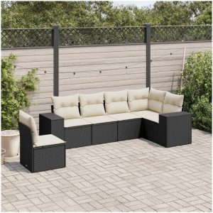 Loungegrupp med dynor 6 delar svart konstrotting vidaXL
