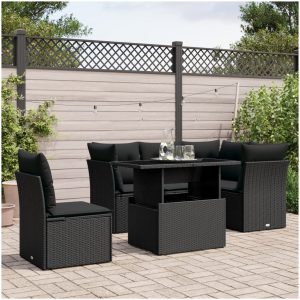 Loungegrupp med dynor 6 delar svart konstrotting vidaXL