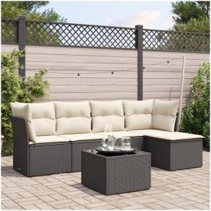 Loungegrupp med dynor 6 delar svart konstrotting vidaXL