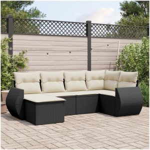 Loungegrupp med dynor 6 delar svart konstrotting vidaXL