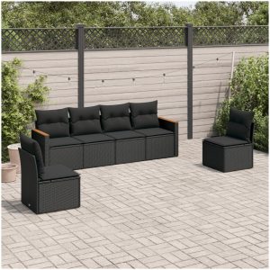 Loungegrupp med dynor 6 delar svart konstrotting vidaXL