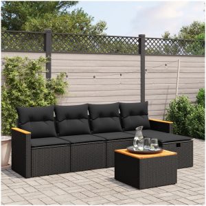 Loungegrupp med dynor 6 delar svart konstrotting vidaXL