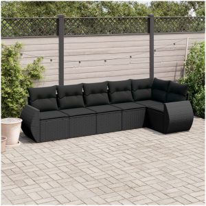 Loungegrupp med dynor 6 delar svart konstrotting vidaXL