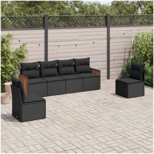 Loungegrupp med dynor 6 delar svart konstrotting vidaXL