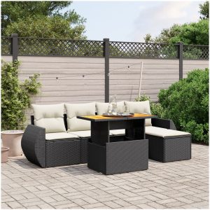 Loungegrupp med dynor 6 delar svart konstrotting vidaXL