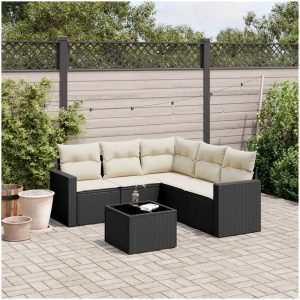 Loungegrupp med dynor 6 delar svart konstrotting vidaXL