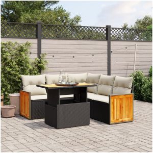 Loungegrupp med dynor 6 delar svart konstrotting vidaXL