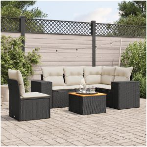 Loungegrupp med dynor 6 delar svart konstrotting vidaXL