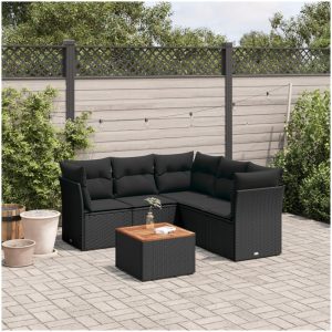 Loungegrupp med dynor 6 delar svart konstrotting vidaXL