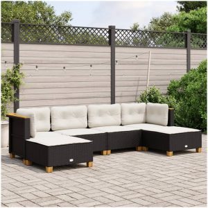 Loungegrupp med dynor 6 delar svart konstrotting vidaXL