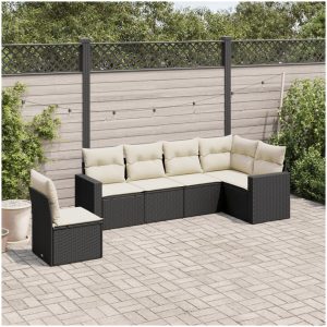Loungegrupp med dynor 6 delar svart konstrotting vidaXL