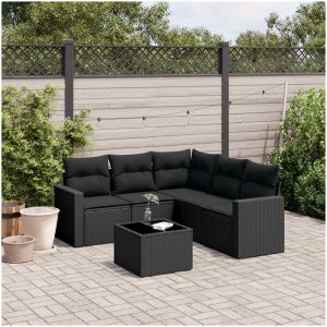Loungegrupp med dynor 6 delar svart konstrotting vidaXL
