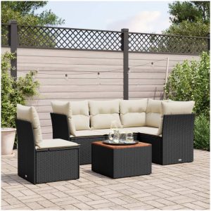 Loungegrupp med dynor 6 delar svart konstrotting vidaXL