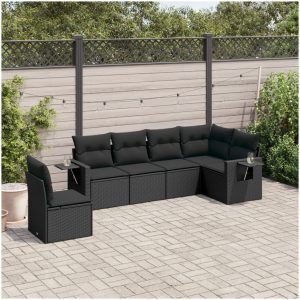 Loungegrupp med dynor 6 delar svart konstrotting vidaXL