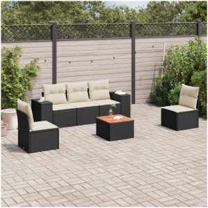 Loungegrupp med dynor 6 delar svart konstrotting vidaXL