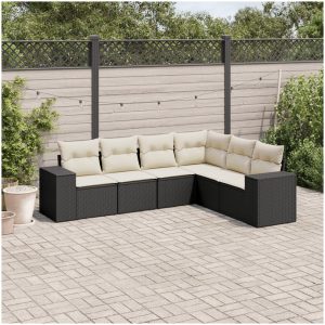 Loungegrupp med dynor 6 delar svart konstrotting vidaXL