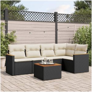 Loungegrupp med dynor 6 delar svart konstrotting vidaXL