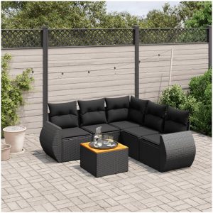 Loungegrupp med dynor 6 delar svart konstrotting vidaXL