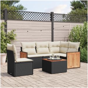 Loungegrupp med dynor 6 delar svart konstrotting vidaXL