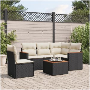 Loungegrupp med dynor 6 delar svart konstrotting vidaXL
