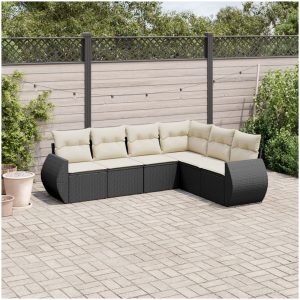 Loungegrupp med dynor 6 delar svart konstrotting vidaXL