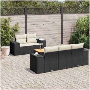 Loungegrupp med dynor 6 delar svart konstrotting vidaXL