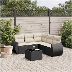 Loungegrupp med dynor 6 delar svart konstrotting vidaXL