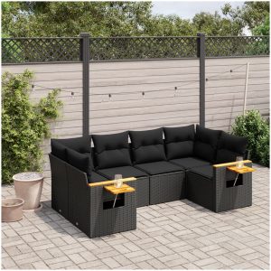Loungegrupp med dynor 6 delar svart konstrotting vidaXL