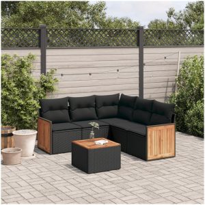 Loungegrupp med dynor 6 delar svart konstrotting vidaXL