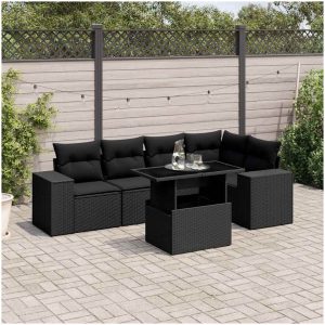Loungegrupp med dynor 6 delar svart konstrotting vidaXL