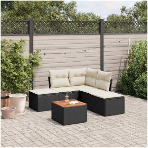 Loungegrupp med dynor 6 delar svart konstrotting vidaXL