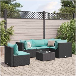 Loungegrupp med dynor 6 delar svart konstrotting vidaXL