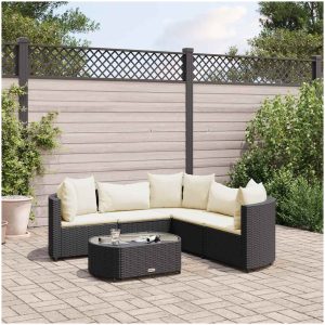 Loungegrupp med dynor 6 delar svart konstrotting vidaXL