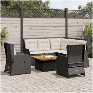 Loungegrupp med dynor 6 delar svart konstrotting vidaXL
