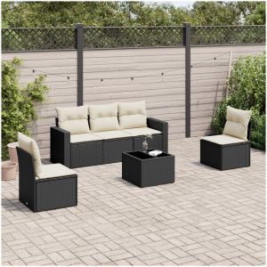 Loungegrupp med dynor 6 delar svart konstrotting vidaXL