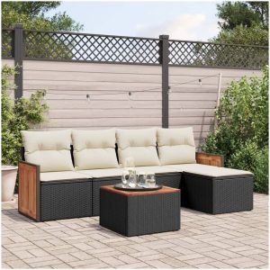 Loungegrupp med dynor 6 delar svart konstrotting vidaXL